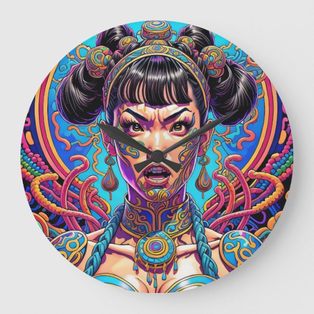 Psychedelisch Sage was! Kunst Große Wanduhr (Vorderseite)