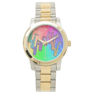 Psychedelisch Saxophone Farbige Musik Uhr
