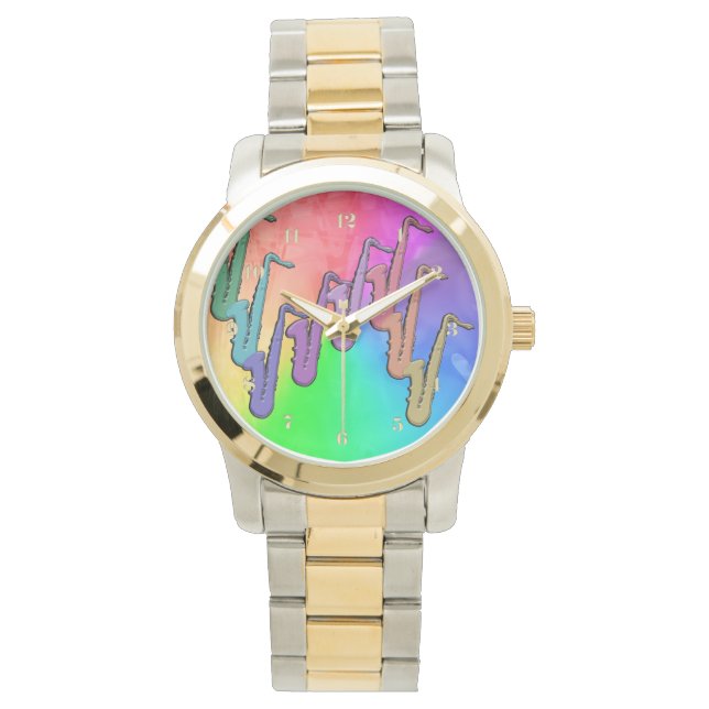 Psychedelisch Saxophone Farbige Musik Uhr (Vorderseite)
