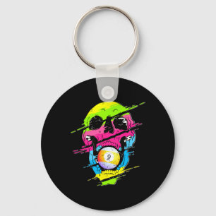 Psychedelisch Schädel Billiards Geschenk farbenfro Schlüsselanhänger
