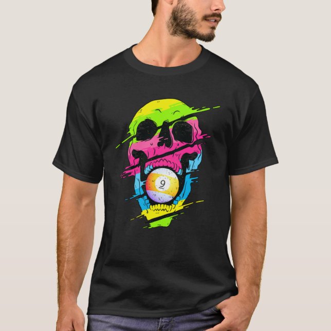 Psychedelisch Schädelbilliards farbenfroh T-Shirt (Vorderseite)