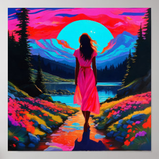 Psychedelisch-schottische Landschaft Poster