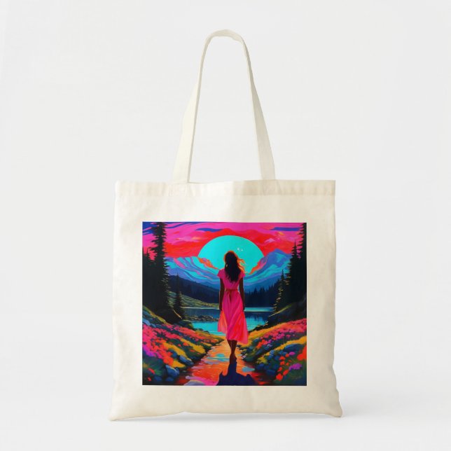 Psychedelisch-schottische Landschaft Tragetasche (Vorne)