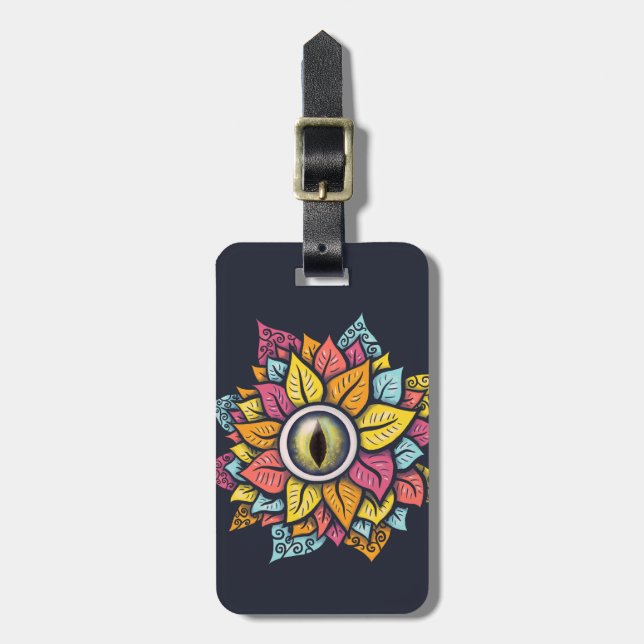Psychedelisch Spooky Eye Blume farbig Gepäckanhänger (Vorderseite vertikal)