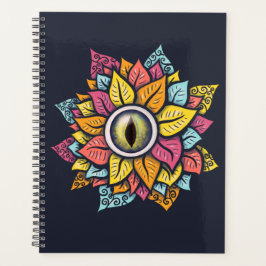 Psychedelisch Spooky Eye Blume farbig Planer