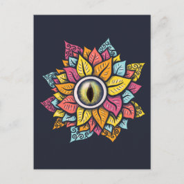Psychedelisch Spooky Eye Blume farbig Postkarte
