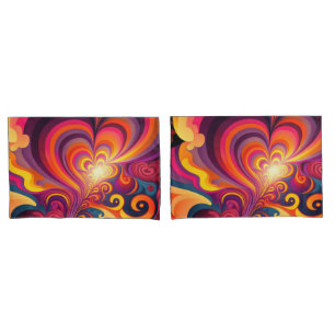 Psychedelisch Surreal Swirt Herzmuster Kissenbezug