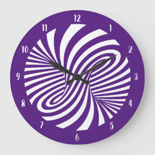 Psychedelisch Swirl optische Illusion Lila Große Wanduhr