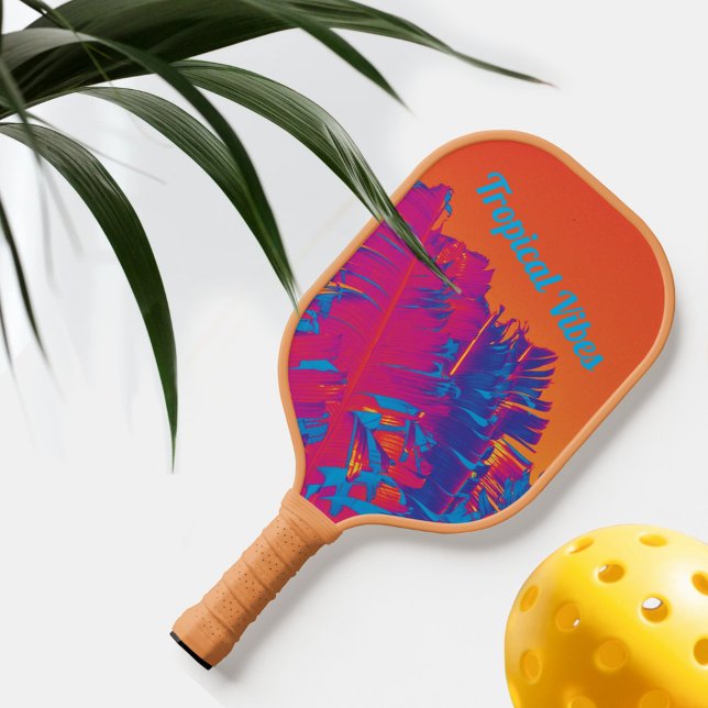 Psychedelisch tropische Farbpalmen Palmen, mehrfar Pickleball Schläger (Von Creator hochgeladen)