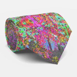 Psychedelisch Tropisches Festival Garten Sonnenauf Krawatte