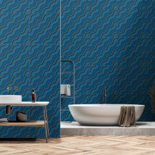 Psychedelisch Türkis Wavy Lines Tapete