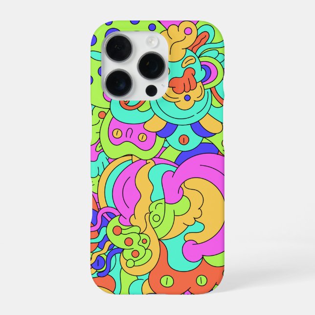 Psychedelisch verzerrte Faces Phone Case iPhone Hülle (Rückseite)
