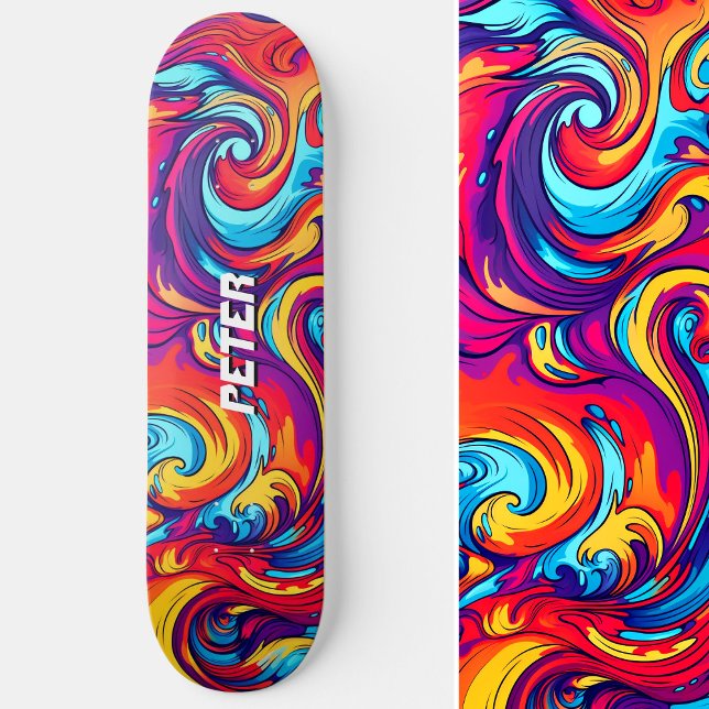 Psychedelisch Vibranic Abstrakt Swirl Urban Graffi Skateboard (Psychedelic Vibrant Abstract Swirl Urban Graffiti Skateboard)