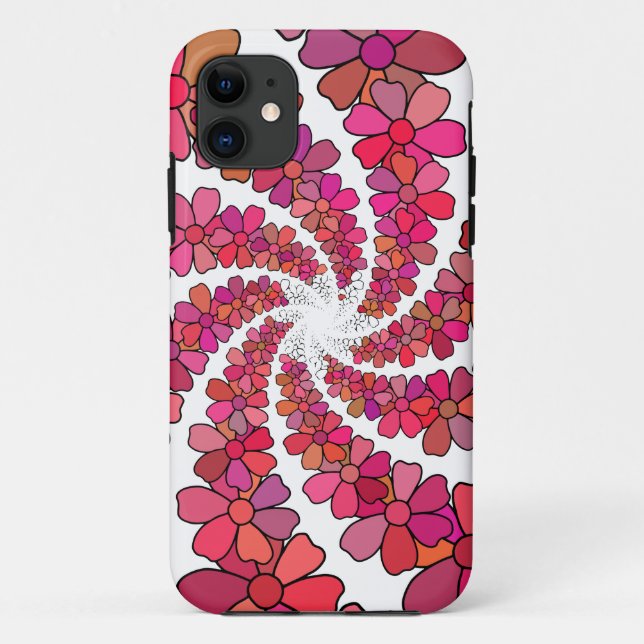 Psychedelisch wirbelnde Blume floraler Retrogroovy Case-Mate iPhone Hülle (Rückseite)