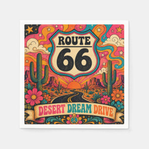 Psychedelische 70er Route 66 Trippy Highway Partya Serviette