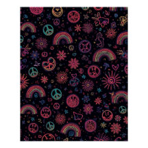 Psychedelische 70er-Wandkunst | Neon-Daisys & Elek