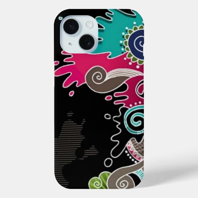 Psychedelische abstrakte farbige iPhone 15 Hülle (Rückseite)