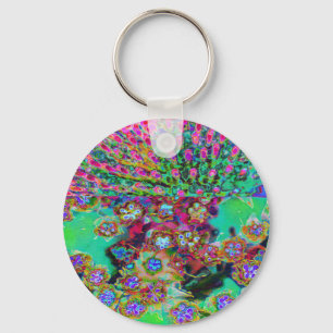 Psychedelische abstrakte groovy lila Sedum Schlüsselanhänger
