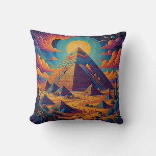 Psychedelische Ägyptische Pyramide Landschaftskuns Kissen