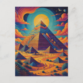 Psychedelische Ägyptische Pyramide Landschaftskuns Postkarte