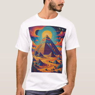 Psychedelische Ägyptische Pyramide Landschaftskuns T-Shirt