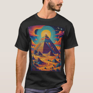 Psychedelische Ägyptische Pyramide Landschaftskuns T-Shirt