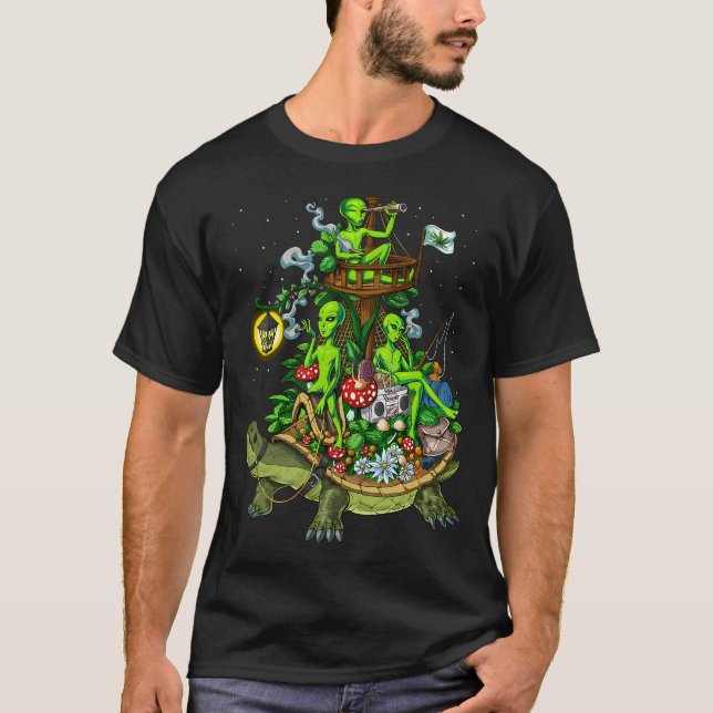 Psychedelische Aliens Reise T-Shirt (Vorderseite)