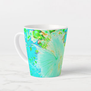Psychedelische Aqua- und Limettengrüne Seidenpflan Milchtasse