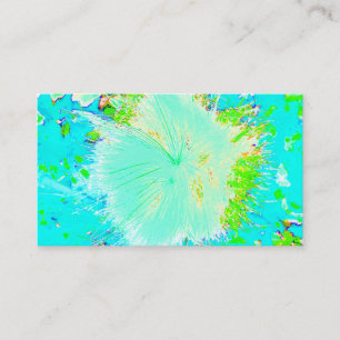 Psychedelische Aqua- und Limettengrüne Seidenpflan Visitenkarte