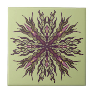 Psychedelische Augenpflanze - Surreales Botanische Fliese