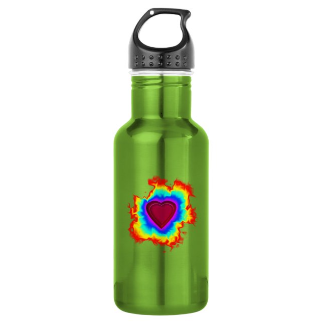 Psychedelische Aura Herz Edelstahlflasche (Vorderseite)