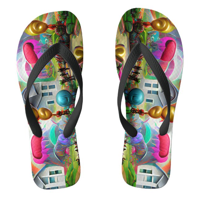 Psychedelische Balloons farbenfroh kreierte Flip F Flops (Fußbett)