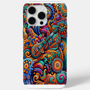 Psychedelische Batik-Gitarrenkunst – Farbige Retro iPhone 15 Pro Max Hülle