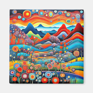 Psychedelische Berglandschaft 1 Magnet