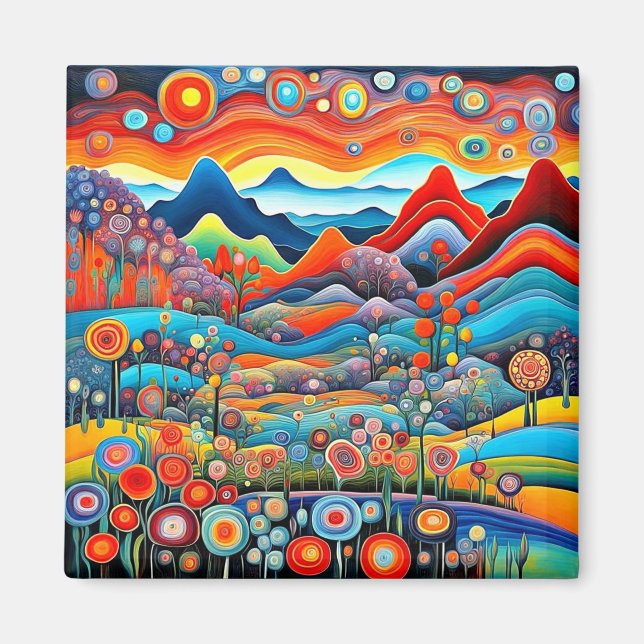 Psychedelische Berglandschaft 1 Magnet (Vorne)