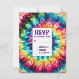 Psychedelische Binde-Färbe-Einladungskarten zur An RSVP Karte