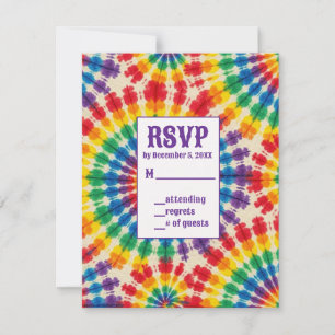 Psychedelische Binde-Färbe-Einladungskarten zur An RSVP Karte