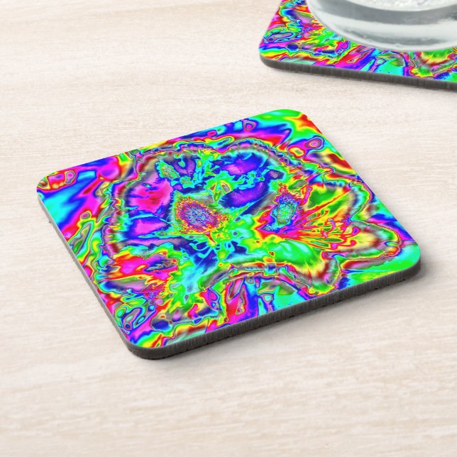 psychedelische Blume 1 Getränkeuntersetzer (Linke Seite)