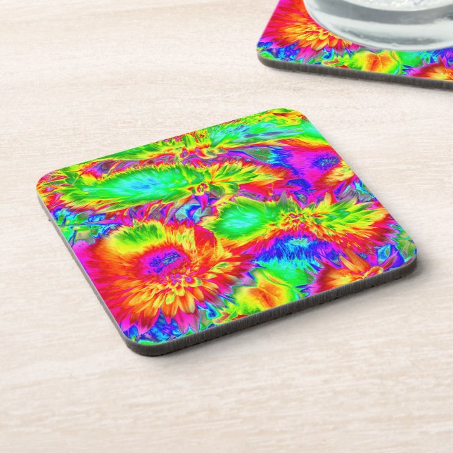 psychedelische Blume 2 Getränkeuntersetzer (Linke Seite)