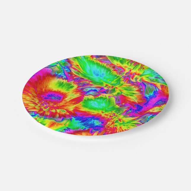 psychedelische Blume 2 Pappteller (Schrägansicht)