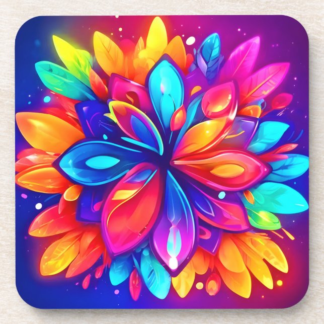 Psychedelische Blume Artwork Getränkeuntersetzer (Vorderseite)