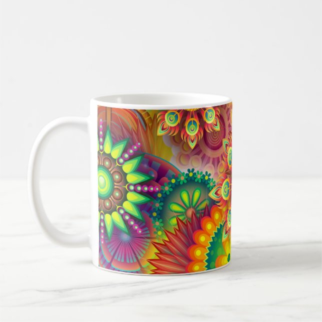 Psychedelische Blume Kaffeetasse (Links)