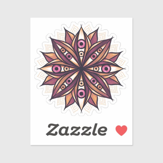 Psychedelische Blume Kunst mit trippy Creepy Eyes Aufkleber (Blatt)