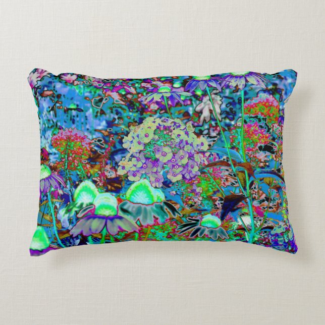 Psychedelische Blume Lila und Kalkgrün Dekokissen (Vorderseite)