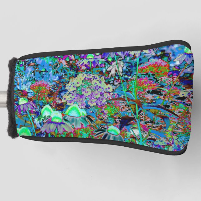 Psychedelische Blume Lila und Kalkgrün Golf Headcover (Vorderseite)