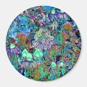 Psychedelische Blume Lila und Kalkgrün Magnet