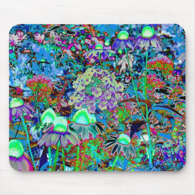 Psychedelische Blume Lila und Kalkgrün Mousepad (Vorne)