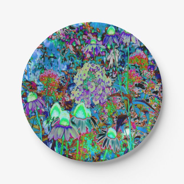 Psychedelische Blume Lila und Kalkgrün Pappteller (Vorderseite)