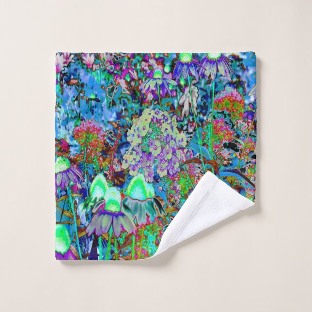 Psychedelische Blume Lila und Kalkgrün Waschlappen (Waschlappen)