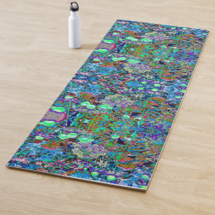 Psychedelische Blume Lila und Kalkgrün Yogamatte